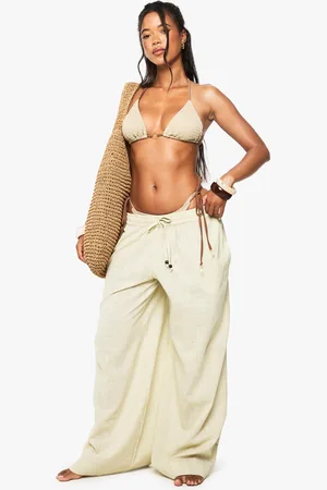 Boohoo Pantalon De Plage Large En Lin À Perles