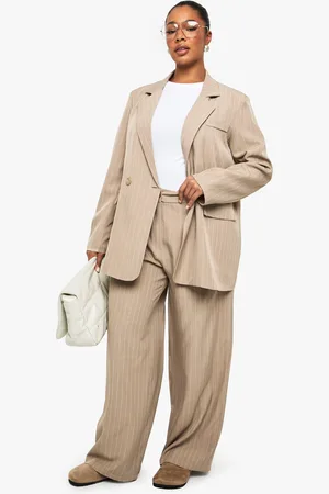 Boohoo Grande Taille,Pantalon Droit À Rayures Fines