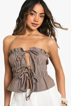 Boohoo Corset Bandeau Noué En Tissu Crêpe