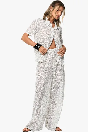 Boohoo Pantalon De Plage Côtelé En Dentelle