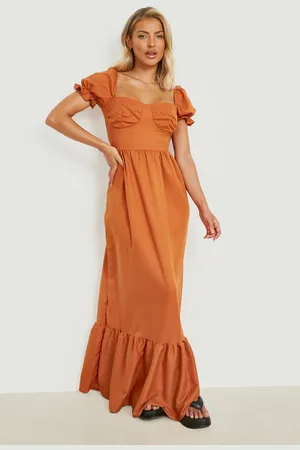 Boohoo Robe Longue Froncée À Col En Cœur