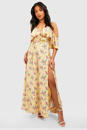 Boohoo "Petite",Robe Longue Fleurie À Épaules Dénudées