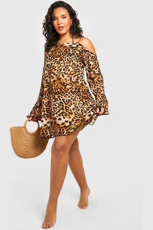 Boohoo Grande Taille,Robe Patineuse Léopard
