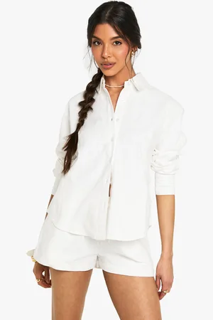 Boohoo Linen Look Cotton Oversized Shirt