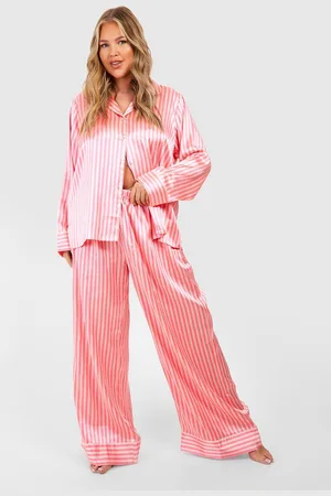 Boohoo Grande Taille,Ensemble De Pyjama Satiné À Rayures