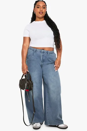 Boohoo Grande Taille,Jean Large Plissé