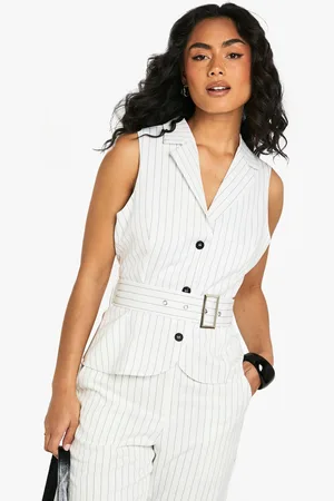 Boohoo Gilet De Costume À Ceinture Et Rayures Fines