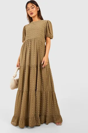 Boohoo Robe Longue Froncée En Plumetis