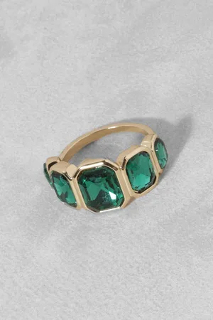 Boohoo Bague À Pierres Vertes Fantaisie