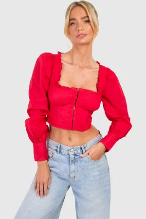 Boohoo Corset À Agrafes Et Volants