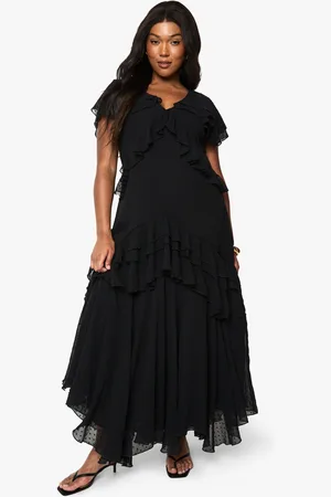 Boohoo Grande Taille,Robe Longue Plumetis À Volants