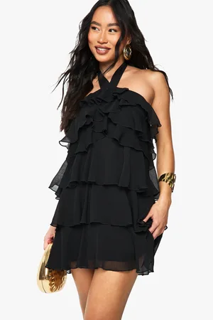 Boohoo Robe Courte Nouée À Dos Nu Et Volants