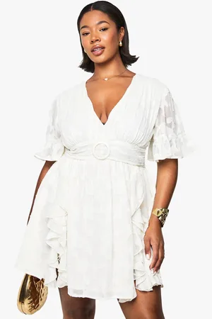 Boohoo Grande Taille,Robe Patineuse Fleurie À Manches Longues