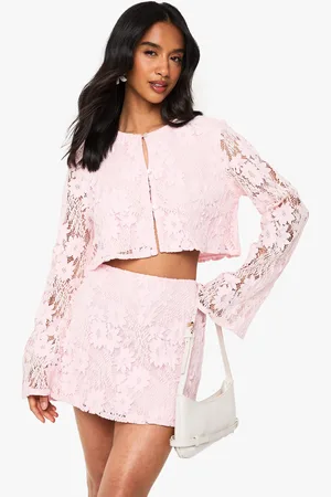 Boohoo "Petite",Ensemble En Crochet Avec Top À Manches Longues Et Mini