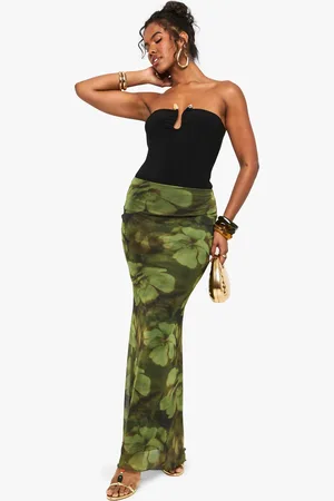 Boohoo Jupe Longue Fleurie En Mesh