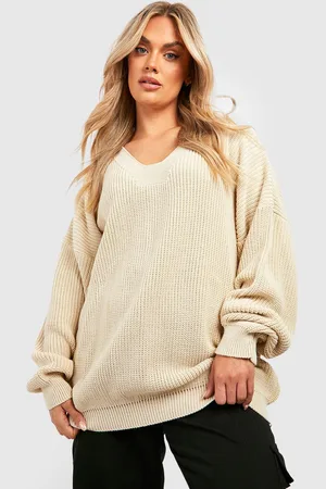 Boohoo Grande Taille,Pull En Maille À Col V
