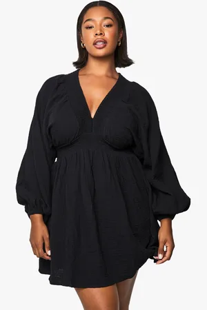 Boohoo Grande Taille,Robe Patineuse À Manches Longues