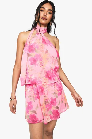 Boohoo Robe Courte À Pois En Mousseline De Soie Et Foulard