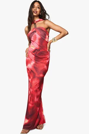 Boohoo Robe Longue Fleurie À Dos Nu Et Chaîne