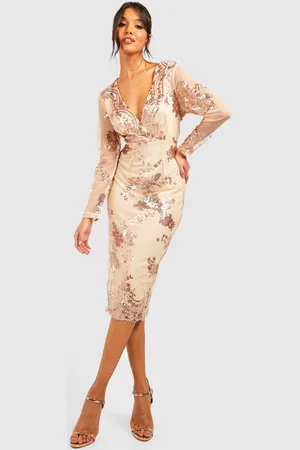 Boohoo Robe Mi,Longue En Mesh À Paillettes