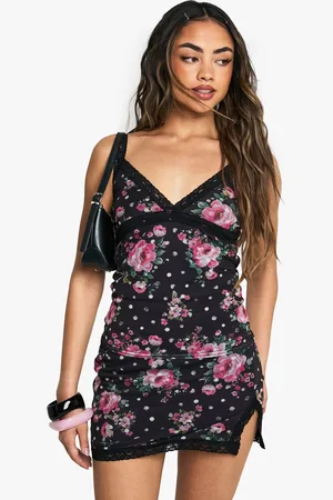 Boohoo Mini,Jupe Fleurie En Mesh Et Dentelle