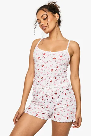 Boohoo Ensemble De Pyjama À Broderie Avec Short Et Débardeur