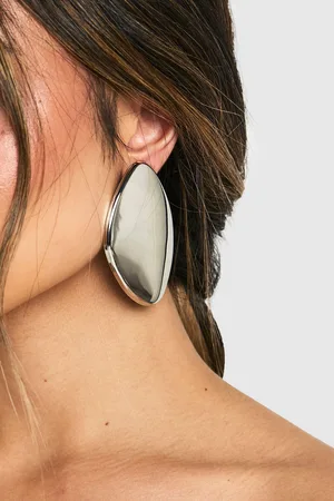 Boohoo Statement Metal Earrings,Gris