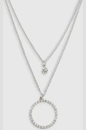 Boohoo Lot De 2 Colliers Superposés À Ornements Argentés,Gris