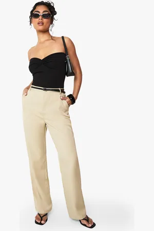 Boohoo Pantalon Droit Habillé À Ceinture
