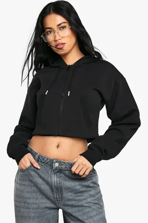 Boohoo Sweat À Capuche Court Zippé À Surpiqûres
