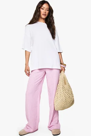 Boohoo "Tall",Pantalon Large À Rayures Et Cordon De Serrage