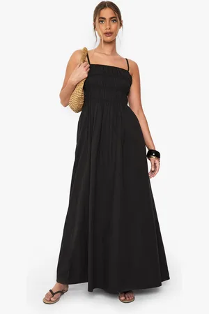Boohoo Robe Longue Froncée En Coton