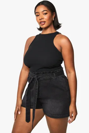 Boohoo Grande Taille,Short En Jean À Taille Froncée