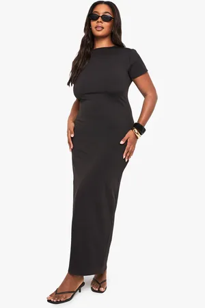 Boohoo Grande Taille,Robe Longue Moulante À Manches Capées