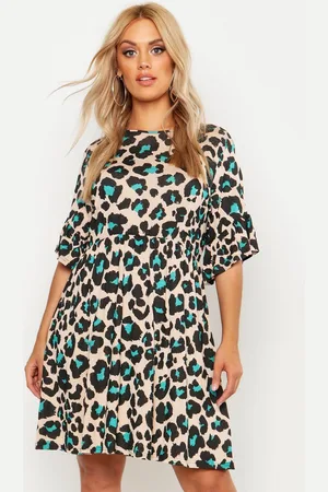 Boohoo Grande Taille,Robe Babydoll Imprimé Léopard