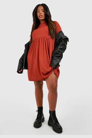 Boohoo Grande Taille,Robe Côtelée À Manches Longues