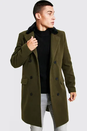 Manteau long sales col fourrure homme