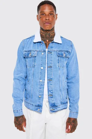 Veste jean homme online col mouton