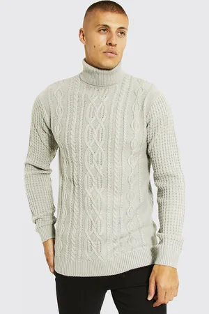 Maille torsadee Pull col roul et montant pour Homme FASHIOLA