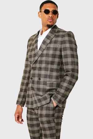Boohoo Tall - Veste de costume cache-cœur à carreaux homme - - 36