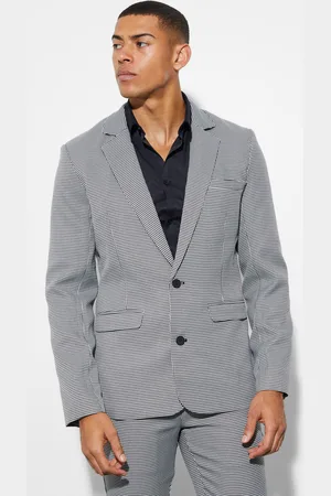 Boohoo Veste de costume cintrée à imprimé pied-de-poule homme - - 36