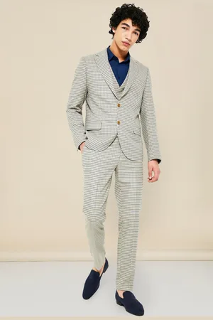 Boohoo Veste de costume cintrée à imprimé pied-de-poule homme - - 38