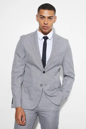 Boohoo Veste de costume cintrée à imprimé pied-de-poule homme - - 36