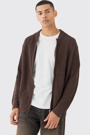 Boohoo Bomber côtelé en maille côtelée homme - - XS