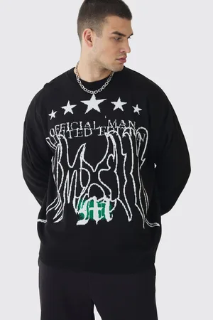 Boohoo Tall - Pull à col ras du cou et imprimé étoile homme - - XL