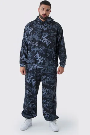 Boohoo Grande taille - Survêtement large à imprimé graffiti homme - - XXL