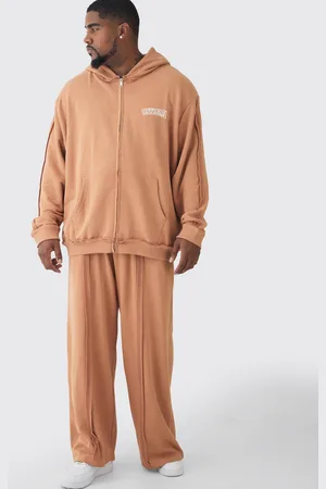Boohoo Grande taille - Survêtement oversize zippé à coutures brutes et jogging homme - - XXXL