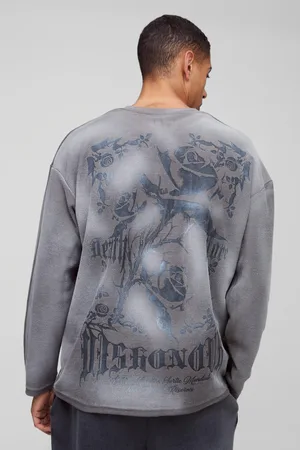 Boohoo T-shirt oversize délavé à manches longues homme - - S