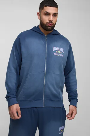 Boohoo Grande taille - Sweat à capuche délavé à imprimé graffiti homme - - XXXL