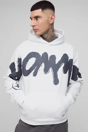 Boohoo Tall - Sweat à capuche oversize à imprimé graffiti homme - - M